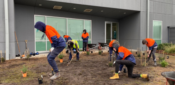 VDSS students working on transforming a Warragul garden space