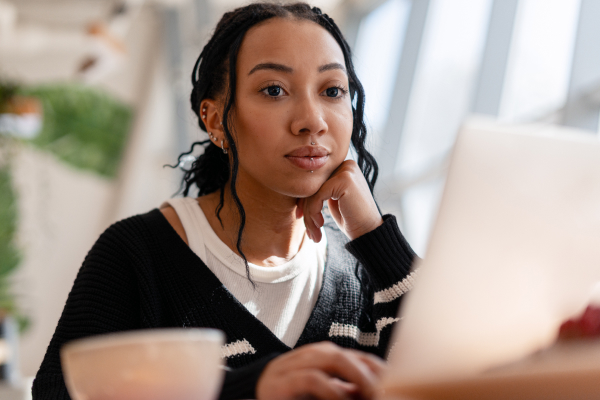 woman studying on a laptop