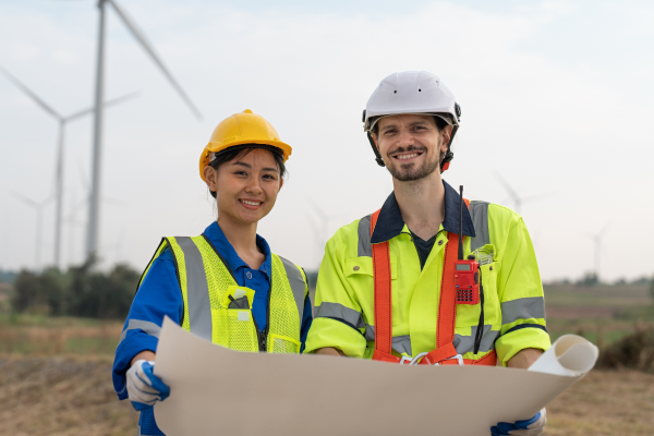 engineers reviewing plans