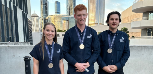WorldSkills winners: Abbey Jeffs, Tom Harms and Reuben Pinkerton