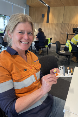 Gippsland Women in Industry Network participant Louise Noonan from Hydro Australia with her Lego creation at the event.