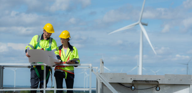 Engineers at wind farm