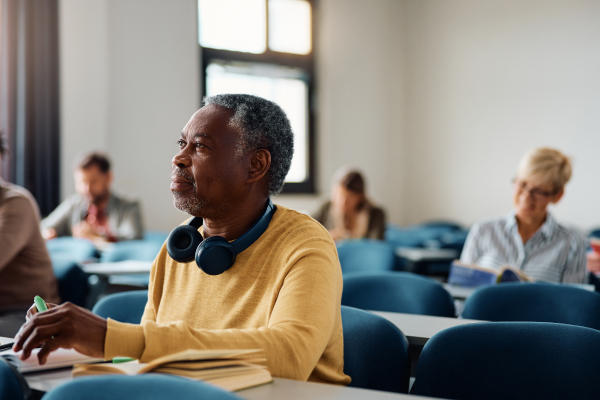 mature age students studying in class