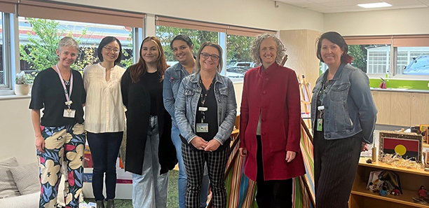 Sigrid Tucker (Program Manager) Mei Lui, Brooke Wilson, Sneha Babu, Sarah Mullins (Teacher), Senator Jess Walsh, Rebecca Lee (Teacher)