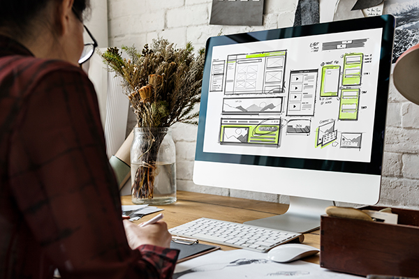 Website development layout sketch drawing